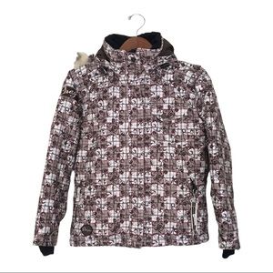 Orage Kids Jacket in Brown and White Pattern